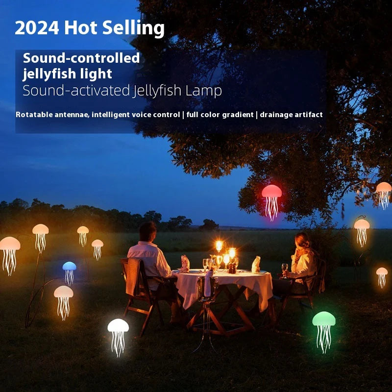 LED Jellyfish Mood Lamp - Portable Smart Night Light and Decorative Table Lamp for Home and Office Use