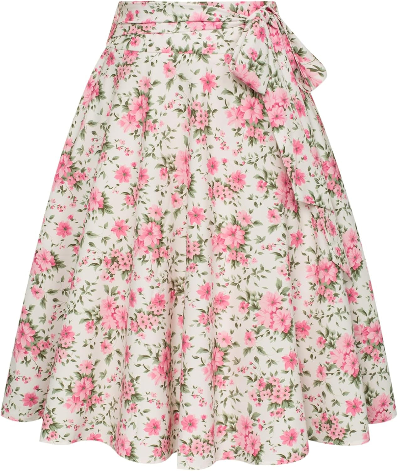 Women's High Waist A-Line Midi Skirt with Pockets - Vintage Flared Skater Design