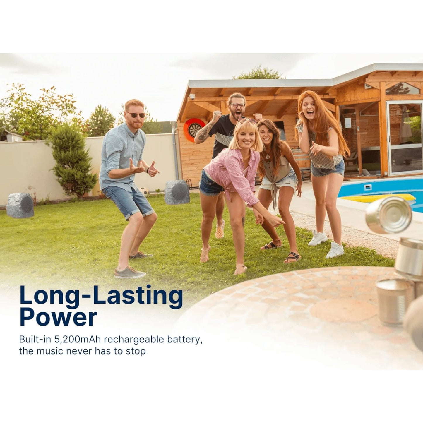 Emerson Outdoor Solar Bluetooth Speaker with Rock Design