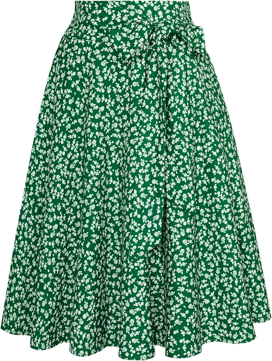 Women's High Waist A-Line Midi Skirt with Pockets - Vintage Flared Skater Design