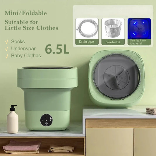 Mini Foldable Washing Machine – Portable Washer with Spin Dry, 3 Wash Modes & Blue Light Sterilization