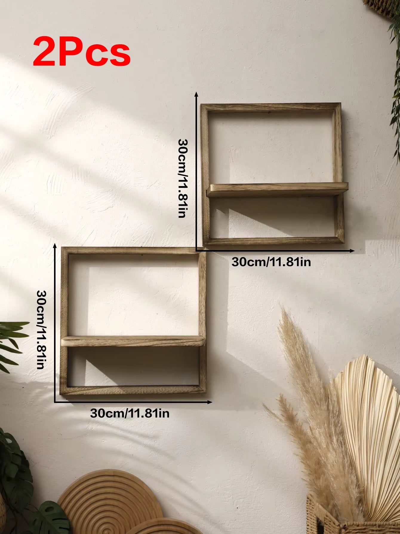 Charming Rustic Wooden Floating Shelves - Perfect Wall Storage for Any Room!