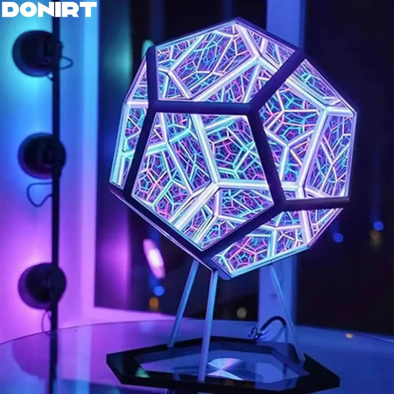 3D Cube Light - Innovative Infinite Dodecahedron Nightlight, Colorful USB Lamp for Girls' Birthdays and Christmas Gifts