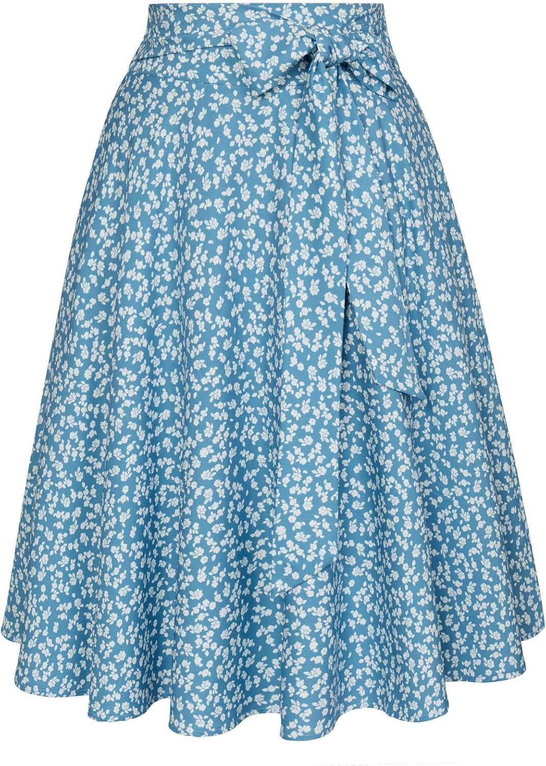 Women's High Waist A-Line Midi Skirt with Pockets - Vintage Flared Skater Design