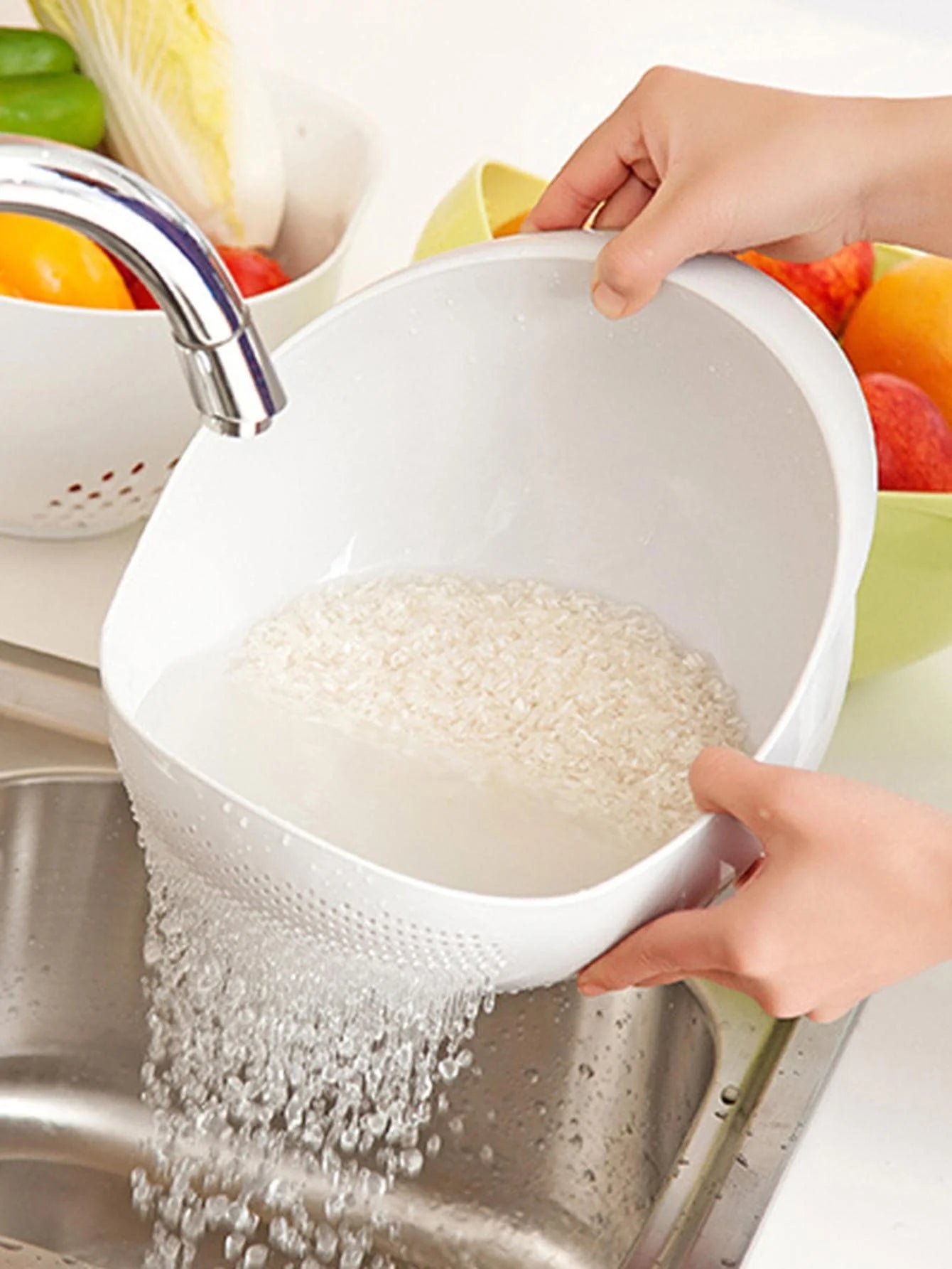 Elevate Your Kitchen Game with the Colander Rice Bowl and Drain Basket Set - The Ultimate Multi-Functional Organizer for Effortless Food Prep!