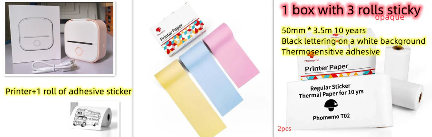  Portable Mini Thermal Label & Photo Printer – Phomemo T02 Series
