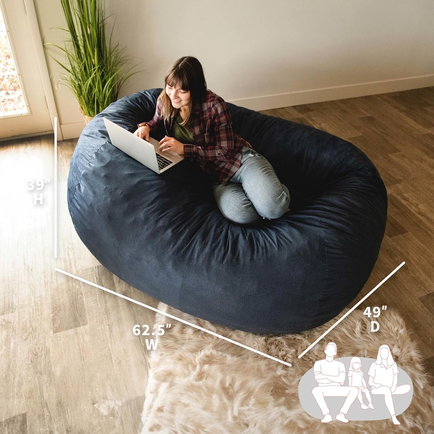 Big Joe Fuf XL Foam-Filled Bean Bag Chair with Removable Cover