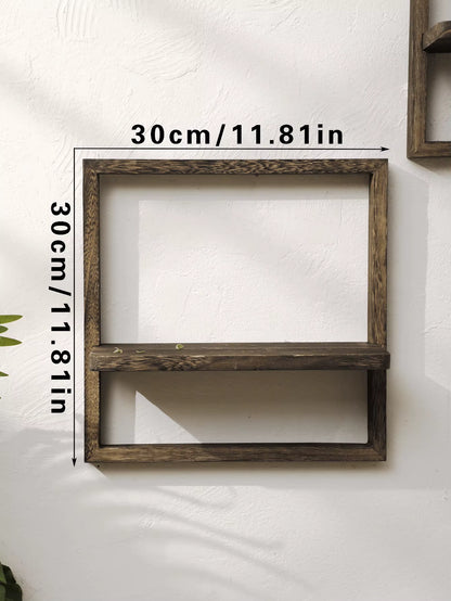 Charming Rustic Wooden Floating Shelves - Perfect Wall Storage for Any Room!