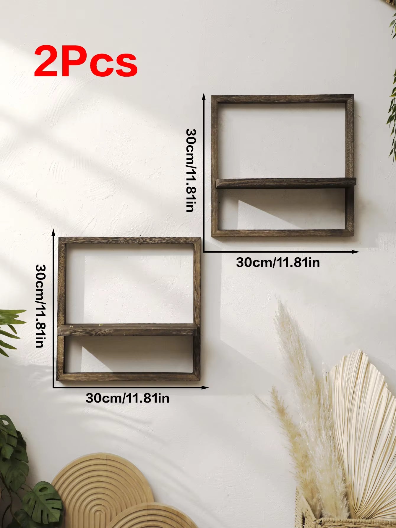 Charming Rustic Wooden Floating Shelves - Perfect Wall Storage for Any Room!