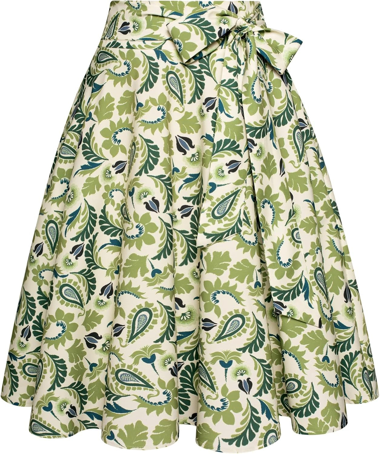 Women's High Waist A-Line Midi Skirt with Pockets - Vintage Flared Skater Design