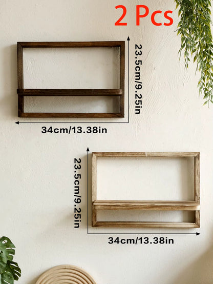 Charming Rustic Wooden Floating Shelves - Perfect Wall Storage for Any Room!