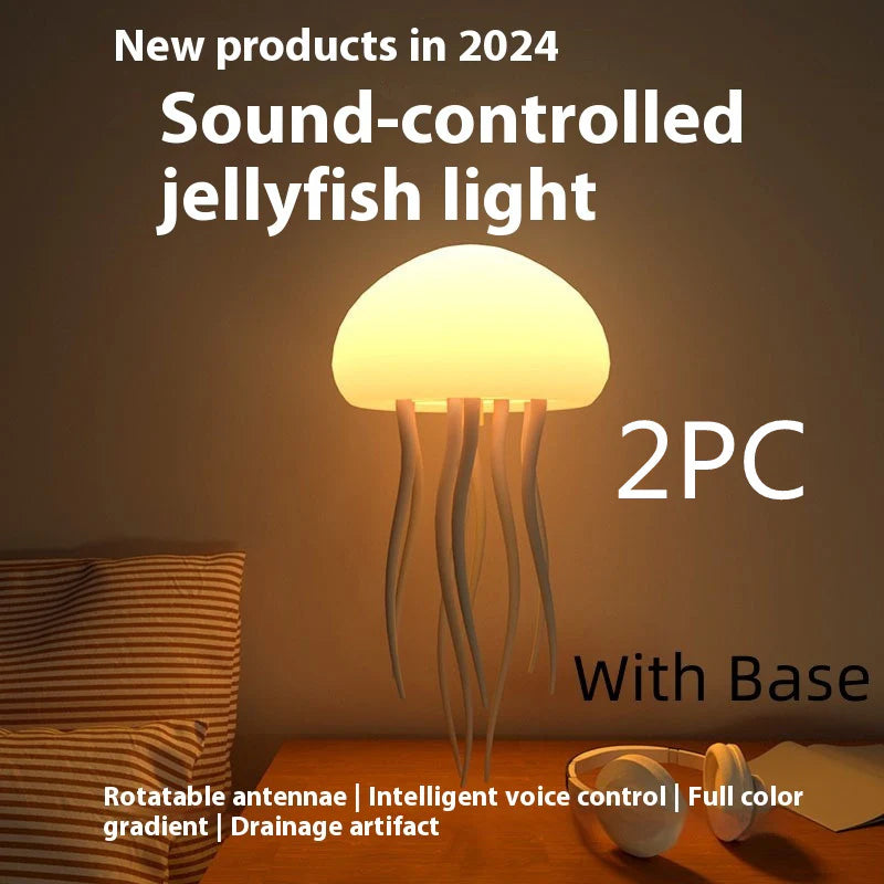LED Jellyfish Mood Lamp - Portable Smart Night Light and Decorative Table Lamp for Home and Office Use