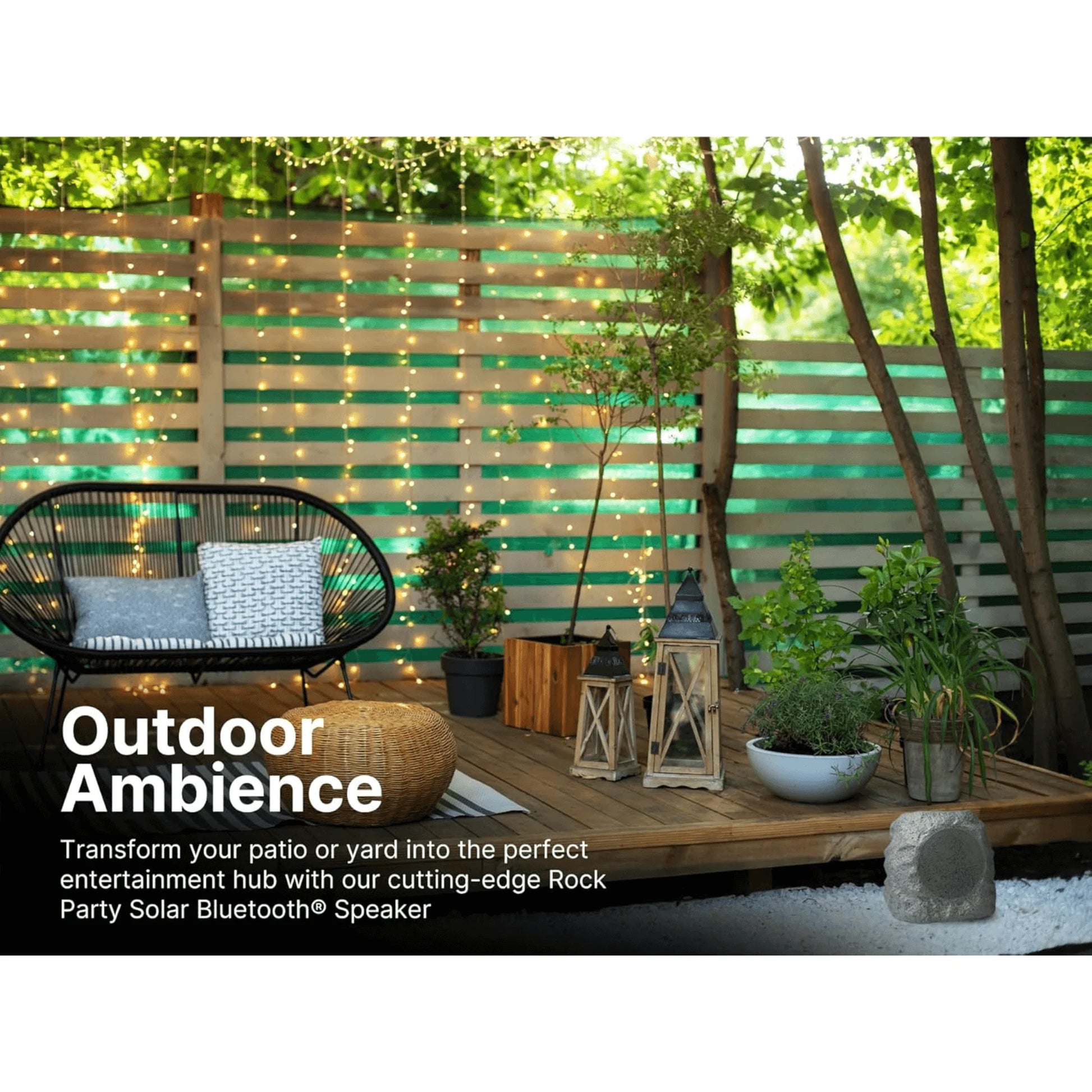 Emerson Outdoor Solar Bluetooth Speaker with Rock Design