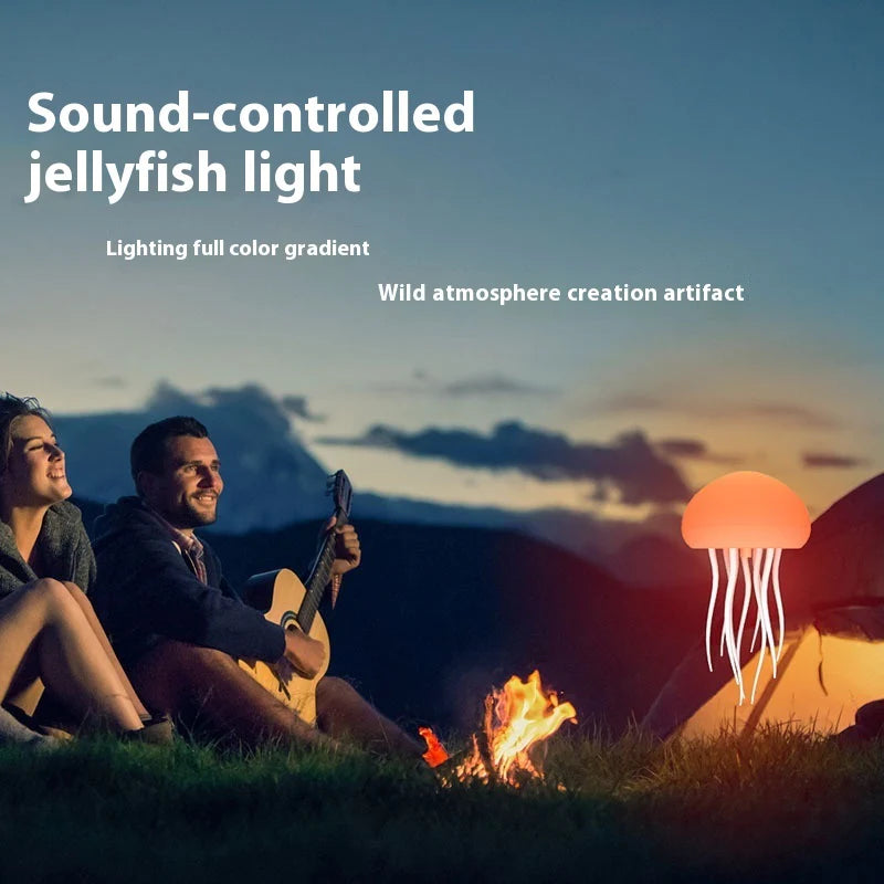 LED Jellyfish Mood Lamp - Portable Smart Night Light and Decorative Table Lamp for Home and Office Use