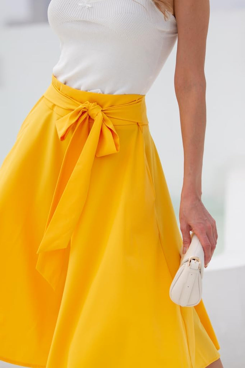 Women's High Waist A-Line Midi Skirt with Pockets - Vintage Flared Skater Design