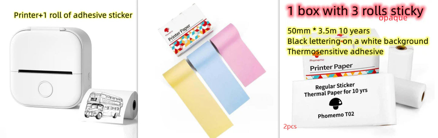  Portable Mini Thermal Label & Photo Printer – Phomemo T02 Series