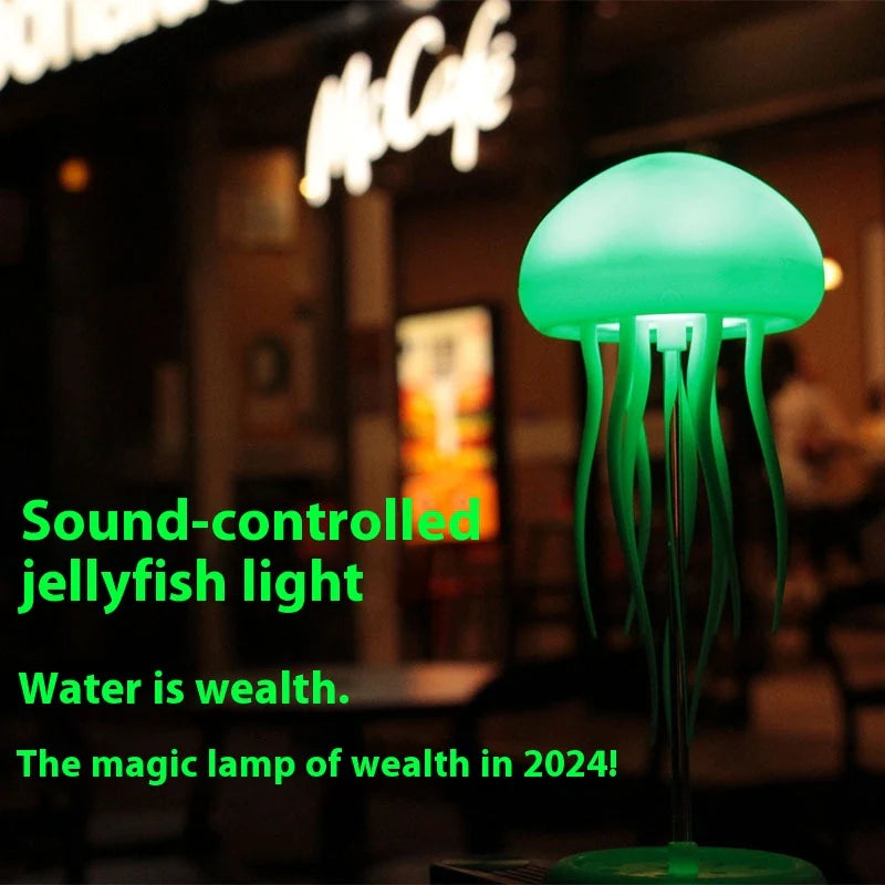 LED Jellyfish Mood Lamp - Portable Smart Night Light and Decorative Table Lamp for Home and Office Use