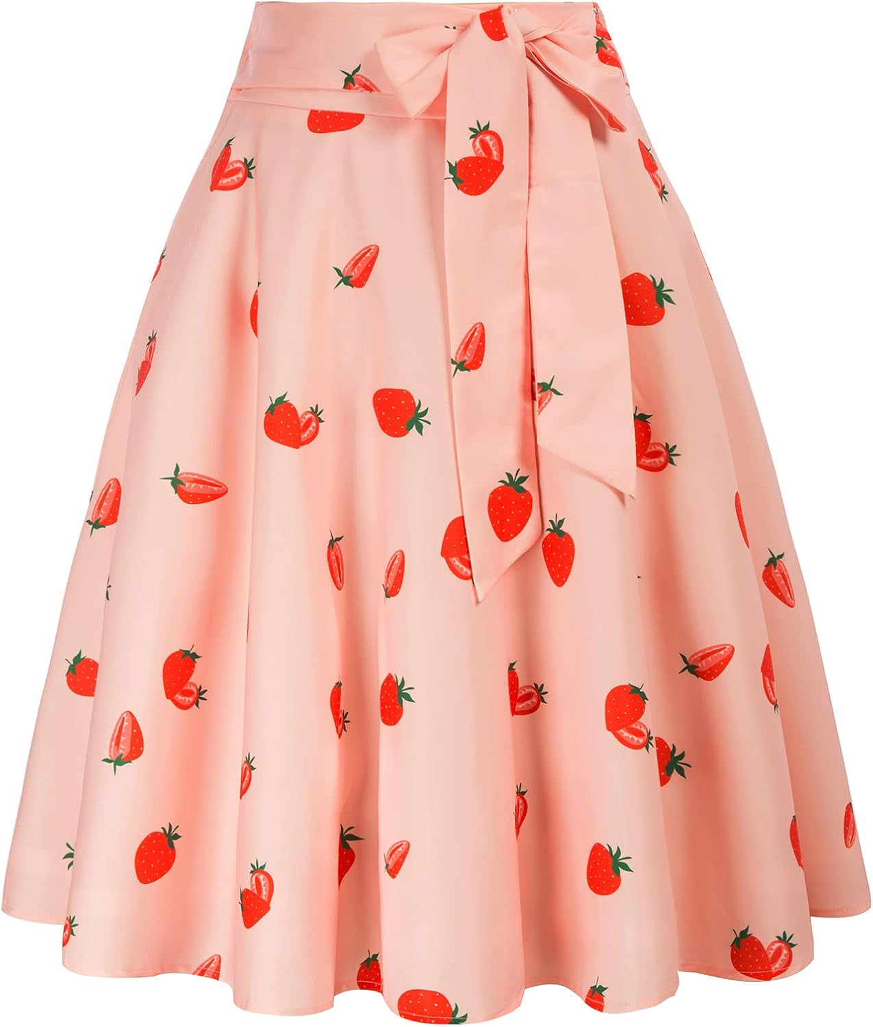 Women's High Waist A-Line Midi Skirt with Pockets - Vintage Flared Skater Design