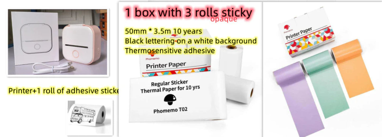  Portable Mini Thermal Label & Photo Printer – Phomemo T02 Series