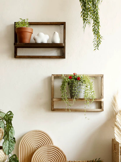 Charming Rustic Wooden Floating Shelves - Perfect Wall Storage for Any Room!