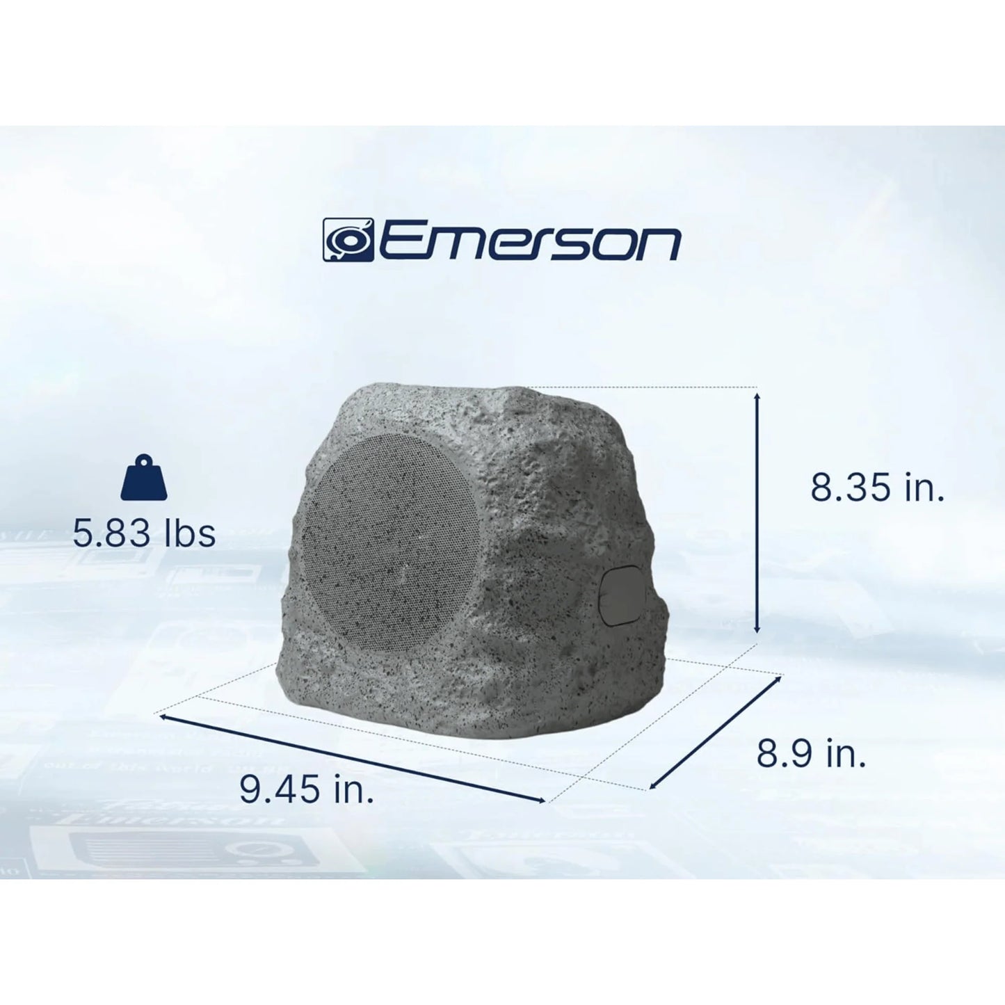 Emerson Outdoor Solar Bluetooth Speaker with Rock Design