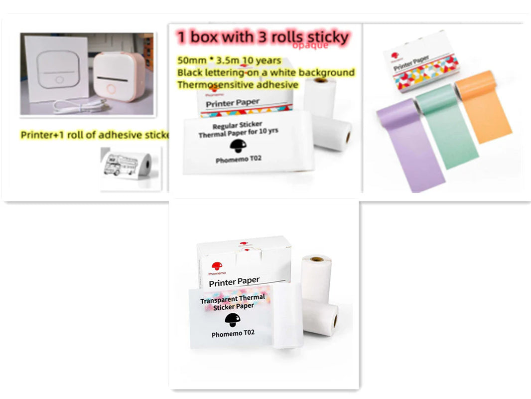  Portable Mini Thermal Label & Photo Printer – Phomemo T02 Series