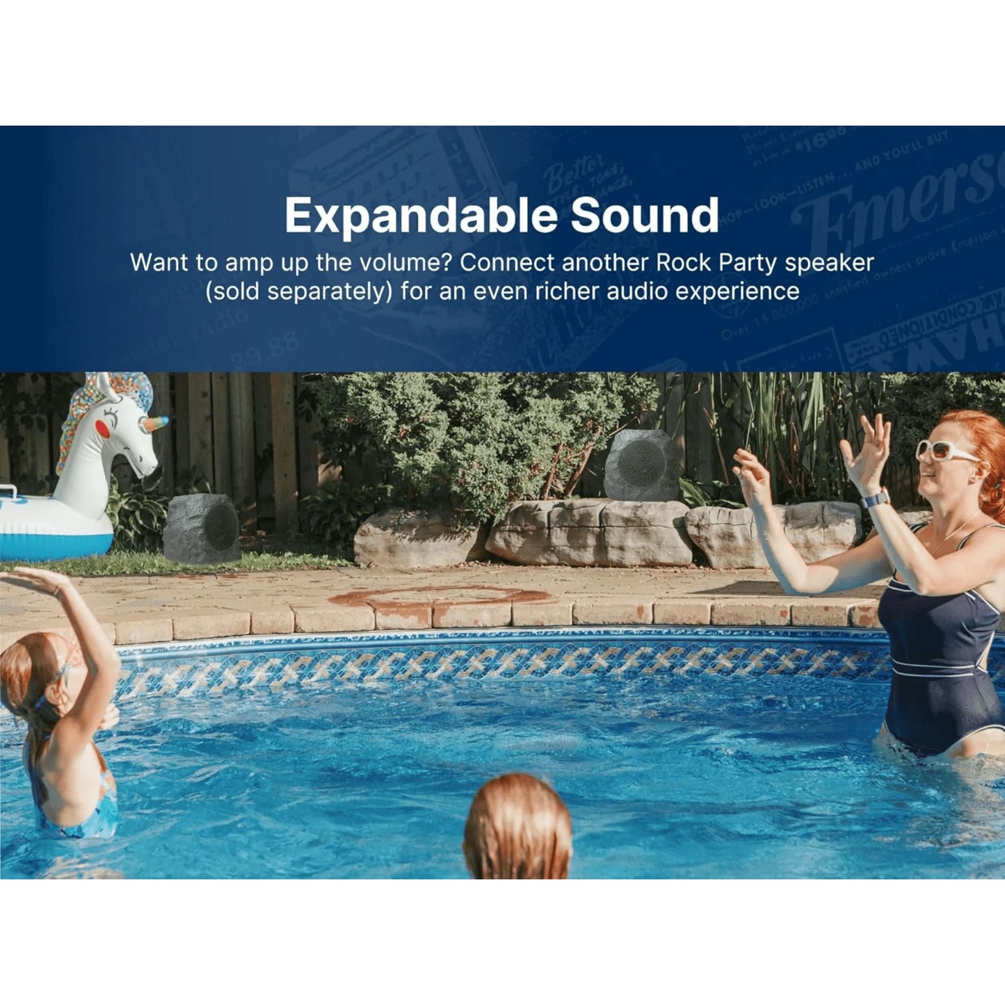 Emerson Outdoor Solar Bluetooth Speaker with Rock Design