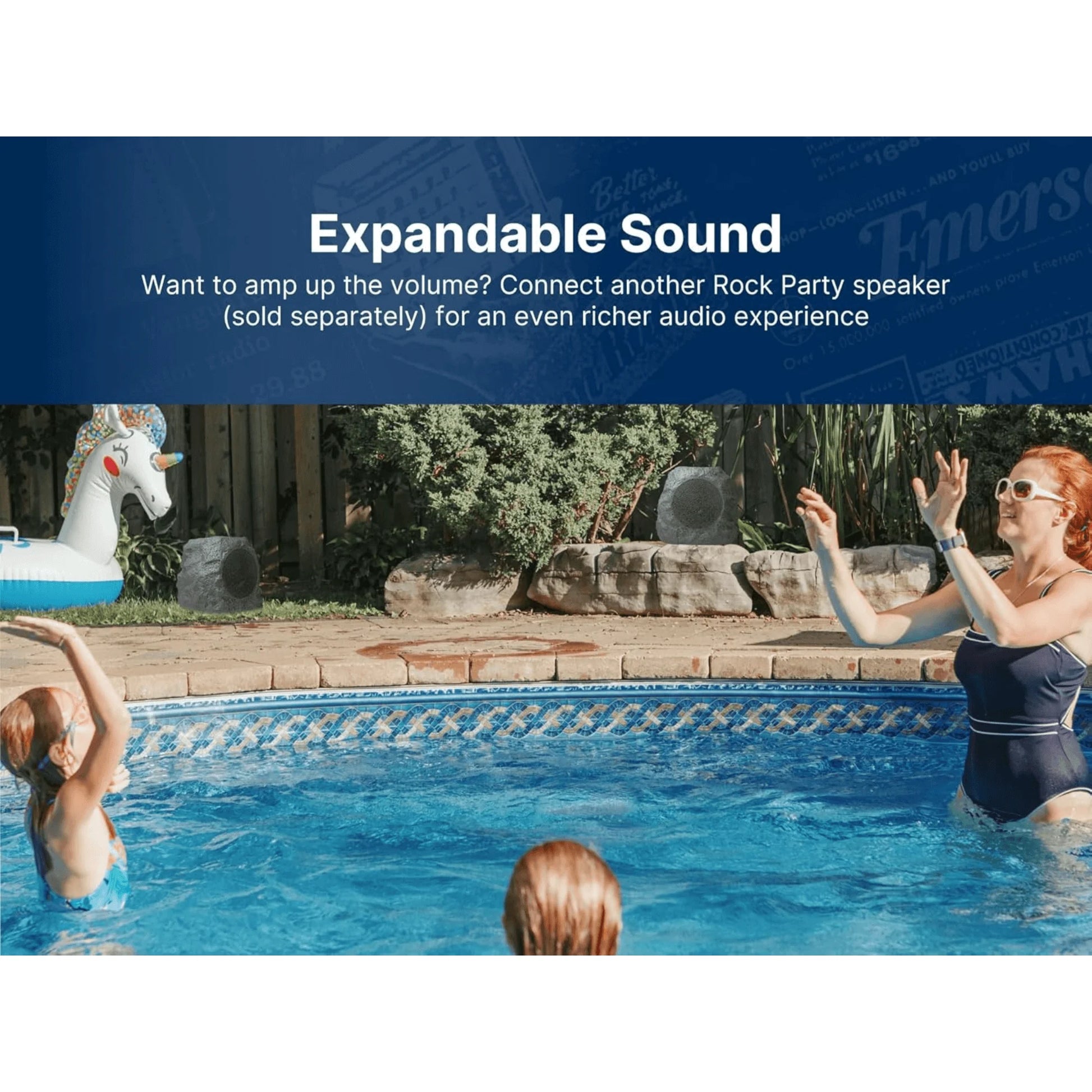 Emerson Outdoor Solar Bluetooth Speaker with Rock Design