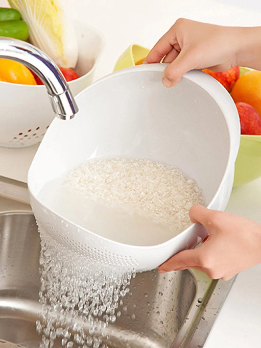Elevate Your Kitchen Game with the Colander Rice Bowl and Drain Basket Set - The Ultimate Multi-Functional Organizer for Effortless Food Prep!