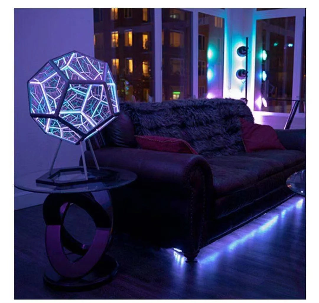 3D Cube Light - Innovative Infinite Dodecahedron Nightlight, Colorful USB Lamp for Girls' Birthdays and Christmas Gifts